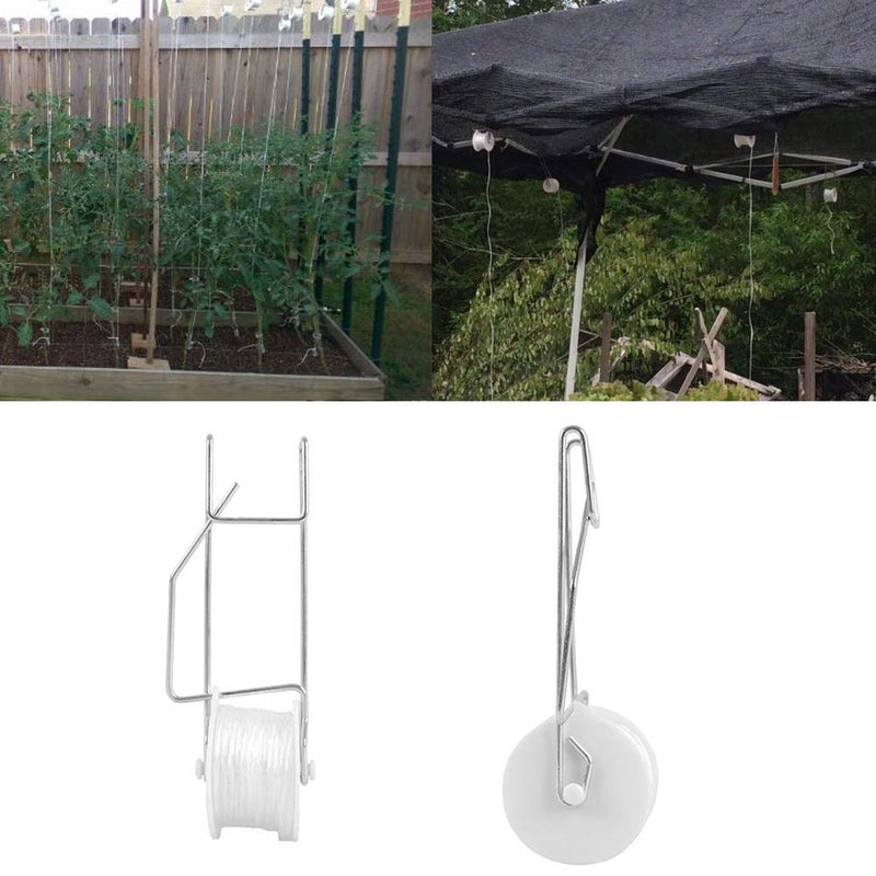 Bandelt 20 Pack Tomato Trellis Roller Hooks with 49.2FT String for Tomato,Plant, Greenhouse,Flower Vine Twine Crop Trellis Kit Plant Roller Hook - Image 5